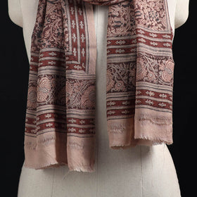 Merino Wool Stole in Pedana Kalamkari Block Prints 07