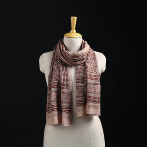 Merino Wool Stole in Pedana Kalamkari Block Prints 07