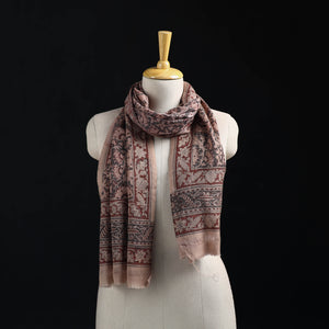 Merino Wool Stole in Pedana Kalamkari Block Prints 08