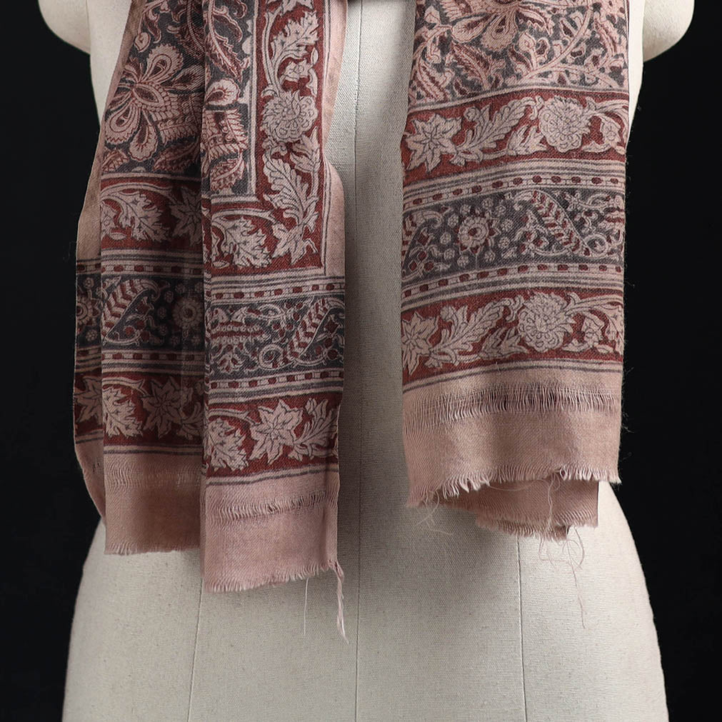 Merino Wool Stole in Pedana Kalamkari Block Prints 09
