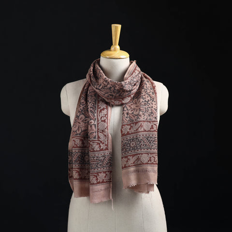 Merino Wool Stole in Pedana Kalamkari Block Prints 09