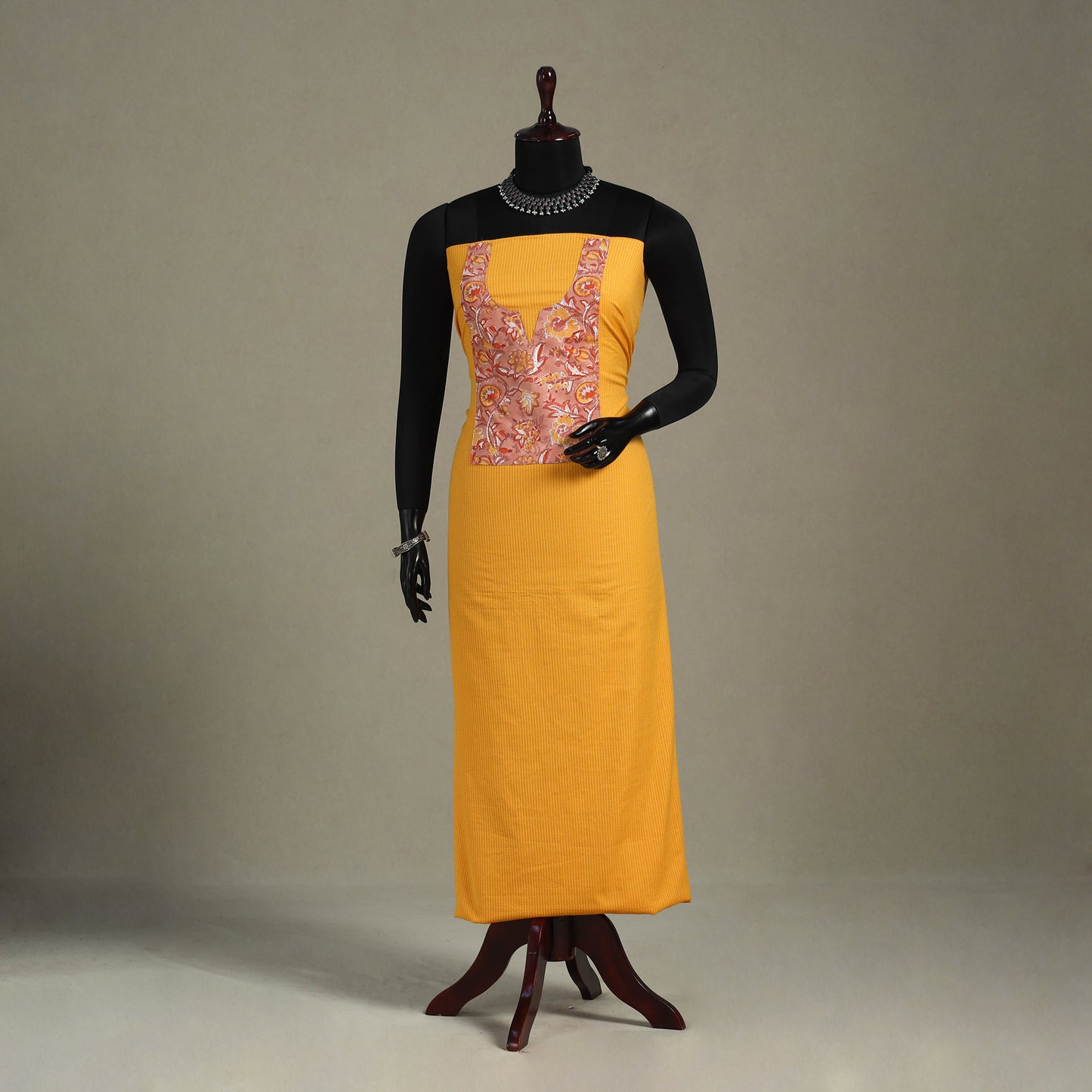 Yellow Unstitched Plain Cotton Kurta Material