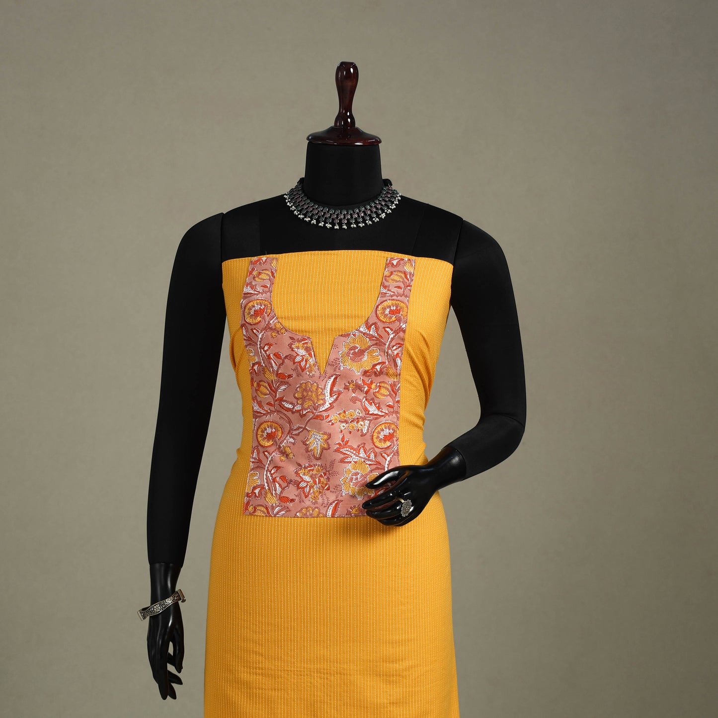 Yellow Unstitched Plain Cotton Kurta Material