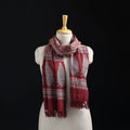 Red - Handwoven Merino Wool Natural Dyed Bagh Hand Block Print Stole 16