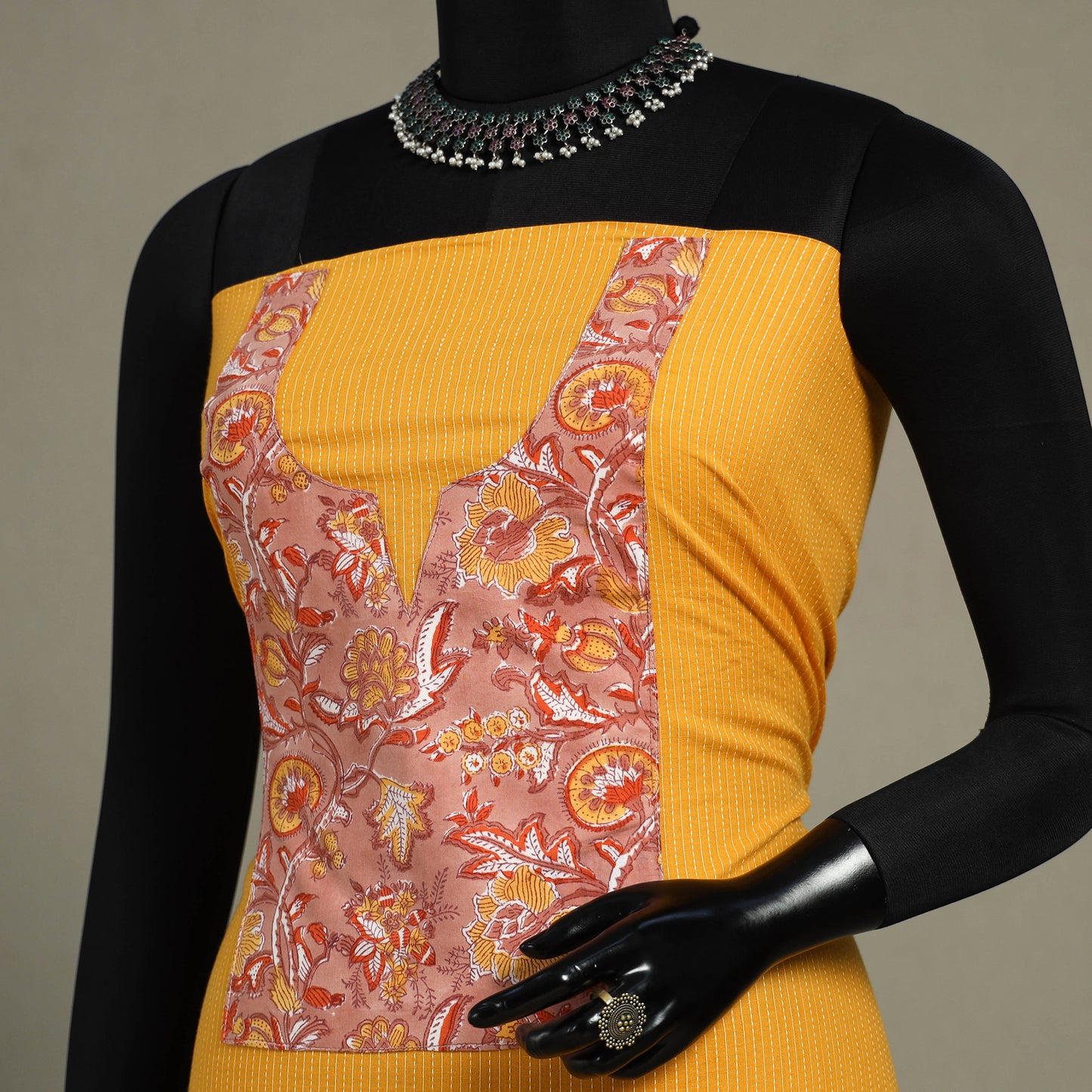 Yellow Unstitched Plain Cotton Kurta Material