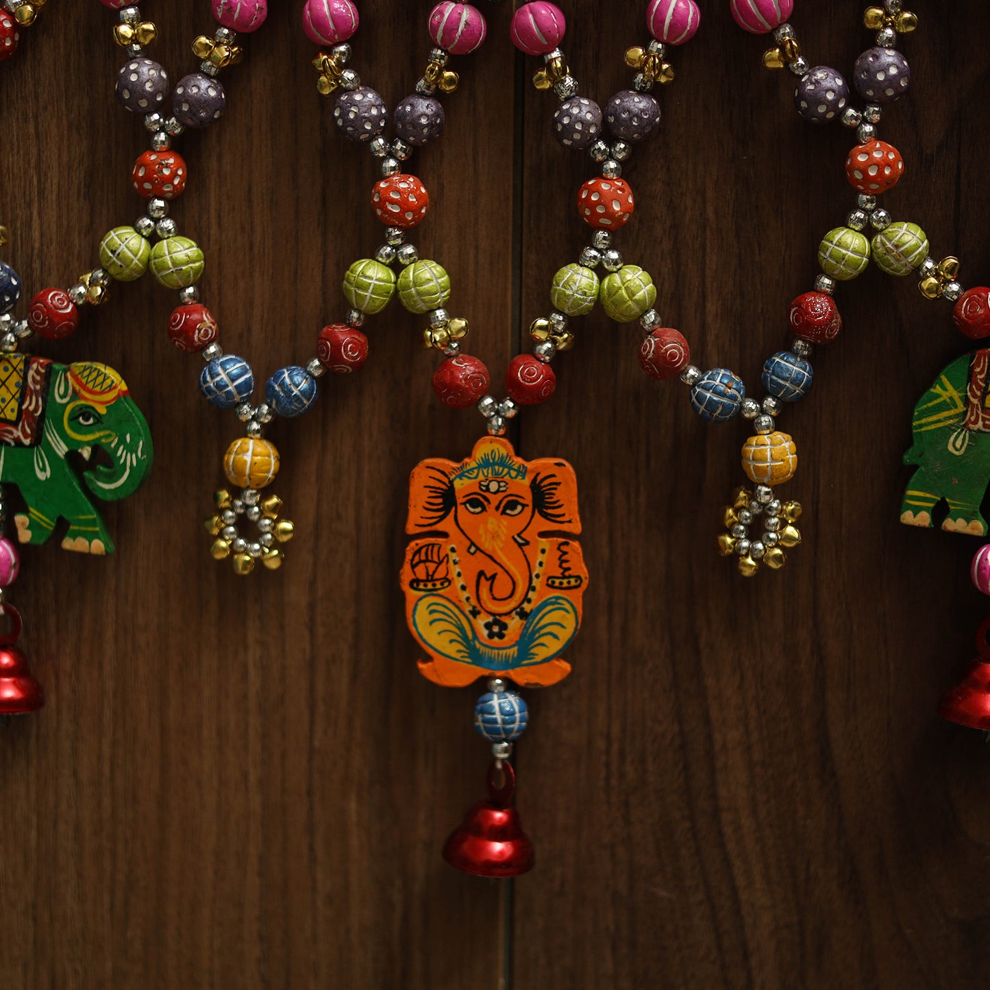 Banaras handpainted heavy wooden & terracotta toran 08