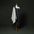 Black - Pochampally Ikat Cotton 3pc Unstitched Dress Material Suit Set 12