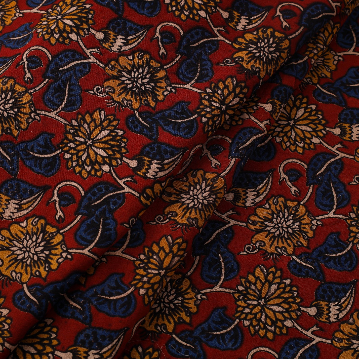 Multicolor Cotton Kalamkari Print Fabric
