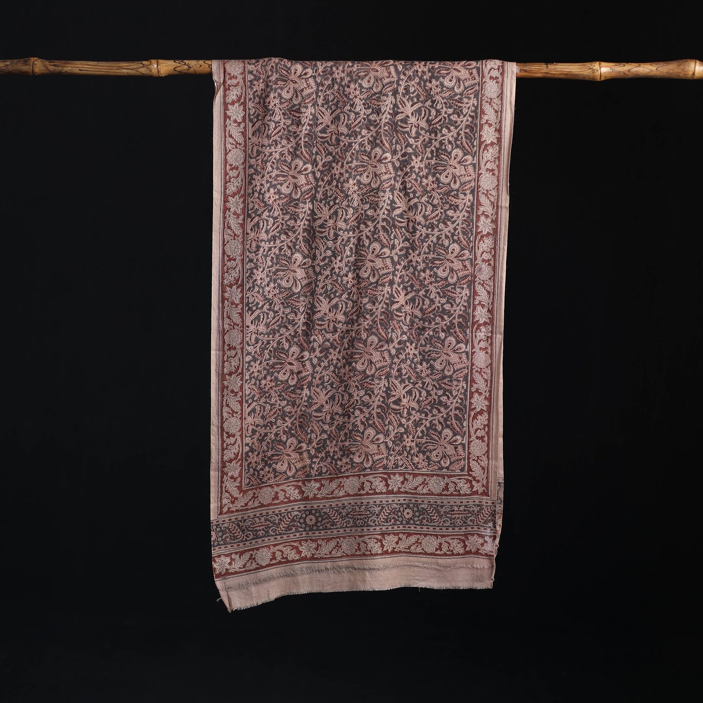 Merino Wool Stole in Pedana Kalamkari Block Prints 09