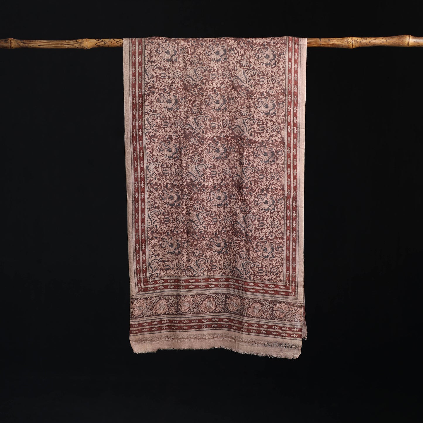 Merino Wool Stole in Pedana Kalamkari Block Prints 07