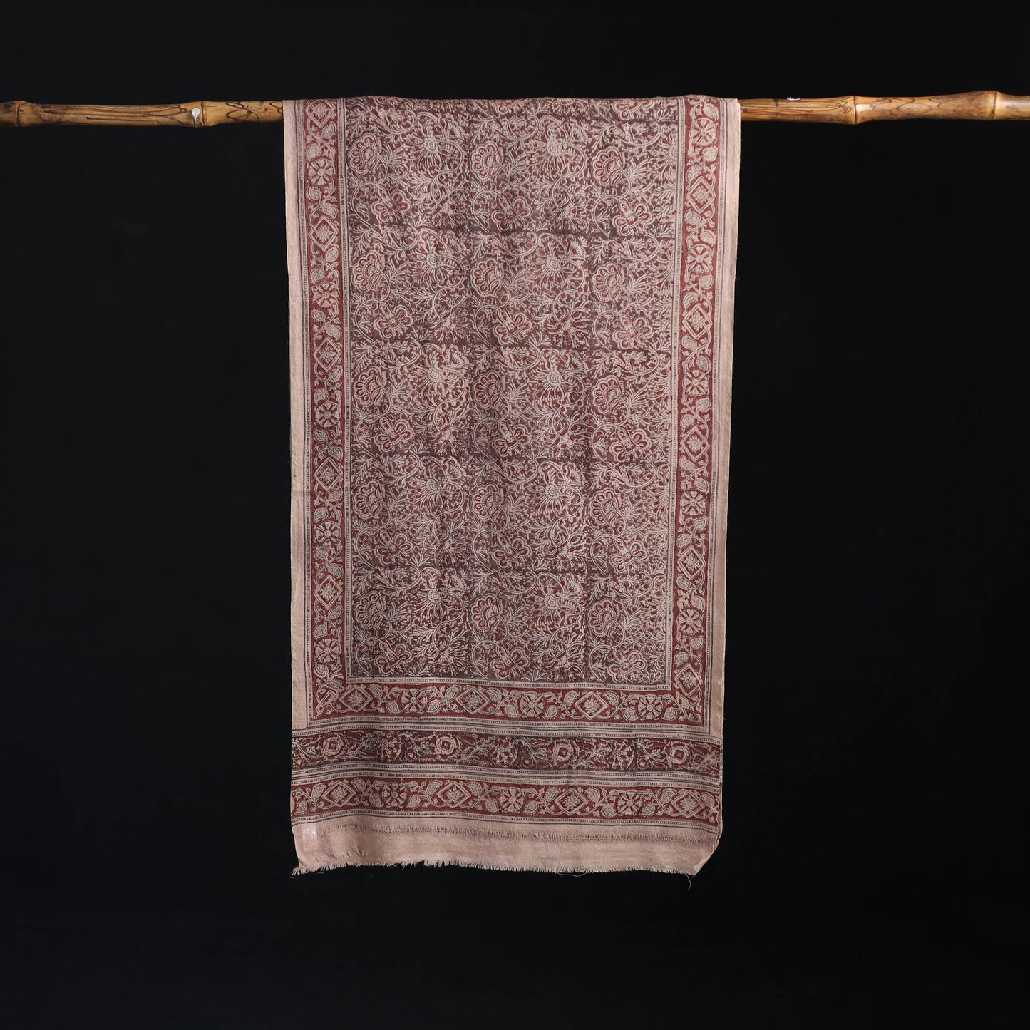 Merino Wool Stole in Pedana Kalamkari Block Prints 04