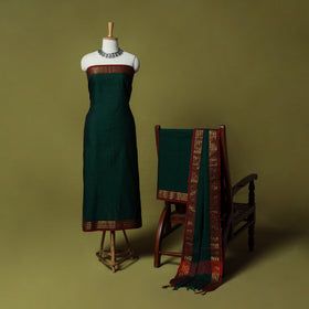 Dharwad Cotton 3pc Unstitched Dress Material Suit Set with Woven Zari Border 29