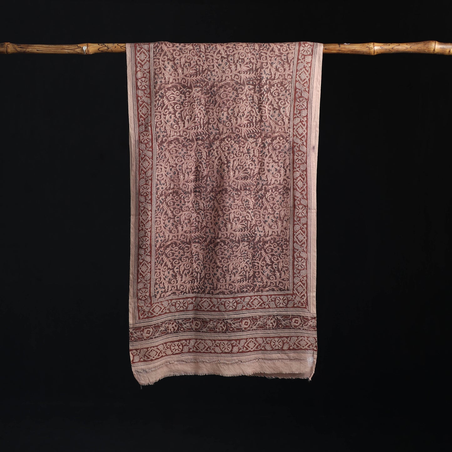 Merino Wool Stole in Pedana Kalamkari Block Prints 02