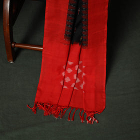 Red - Pochampally Ikat Cotton 3pc Unstitched Dress Material Suit Set 13