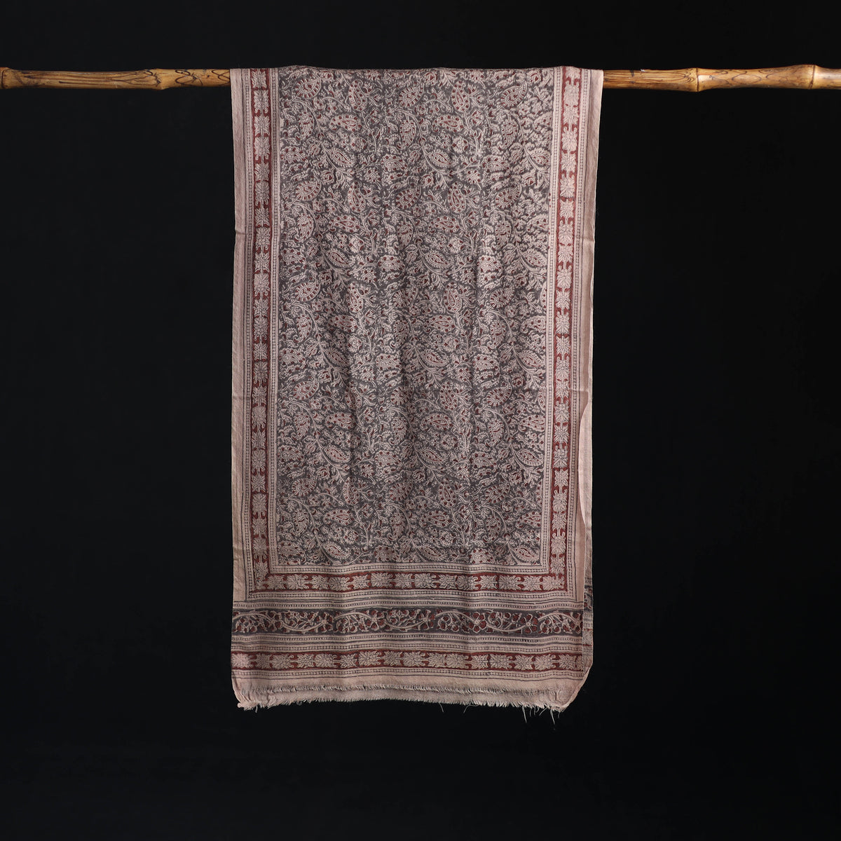 Merino Wool Stole in Pedana Kalamkari Block Prints 01