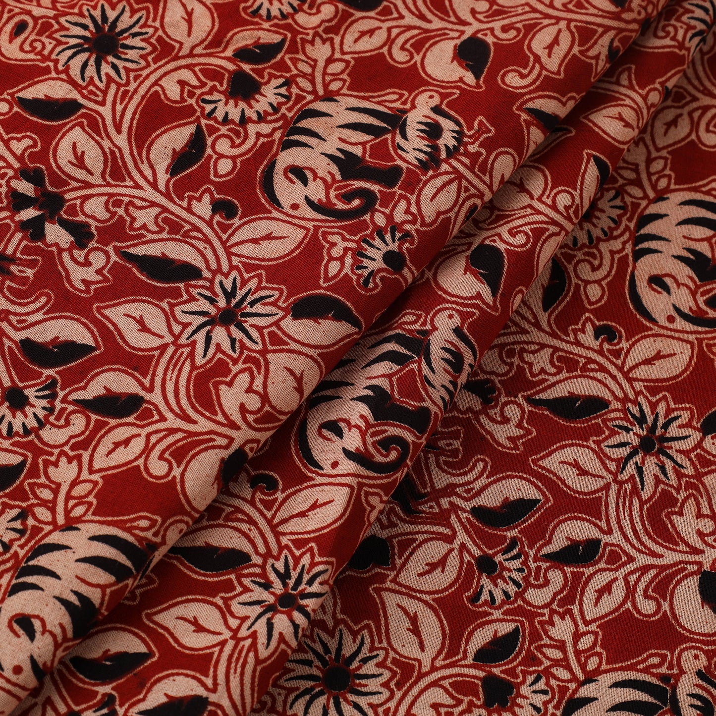 Buy Brown Cotton Kalamkari Print Fabric