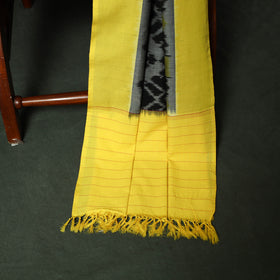 Yellow - Pochampally Ikat Cotton 3pc Unstitched Dress Material Suit Set 14