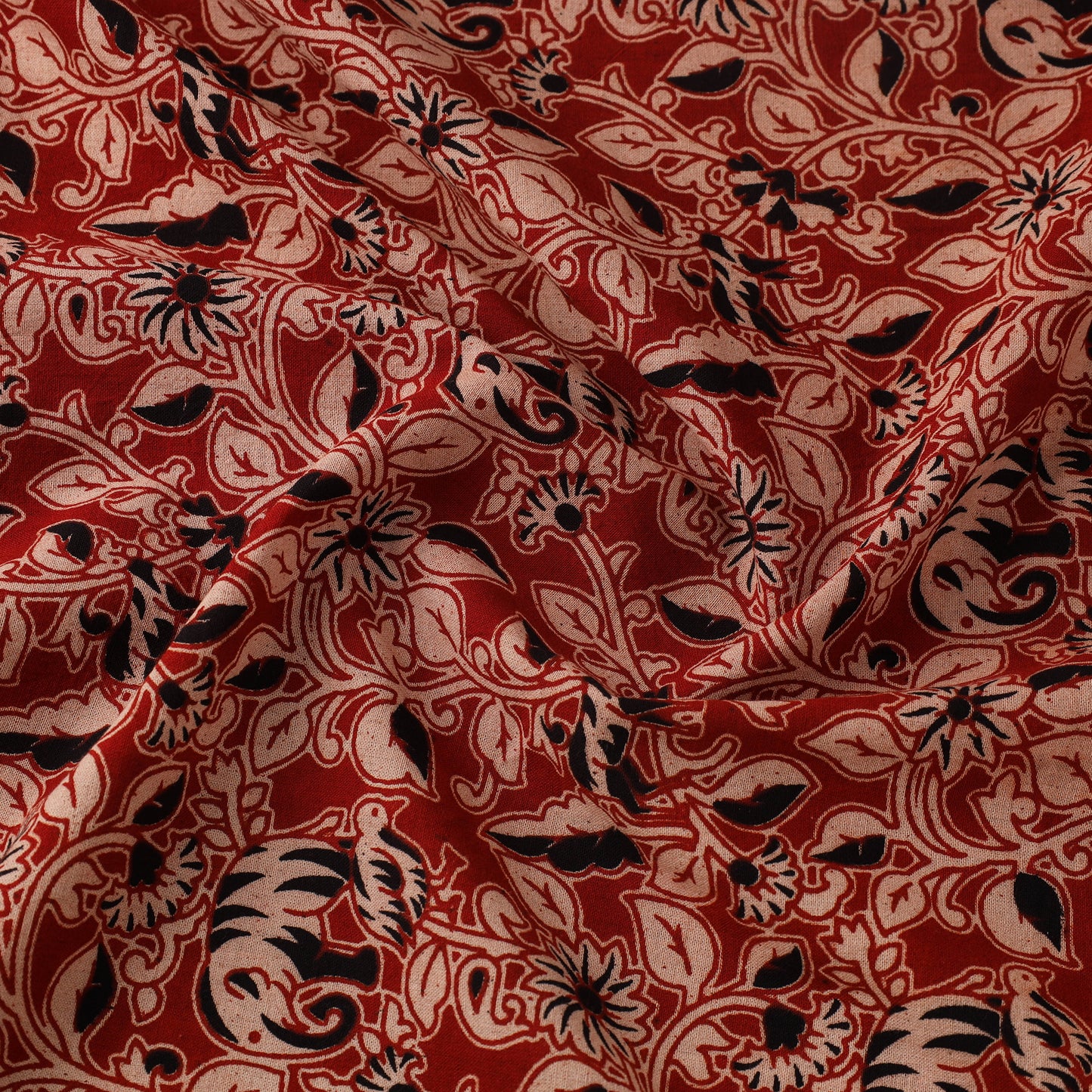Buy Brown Cotton Kalamkari Print Fabric