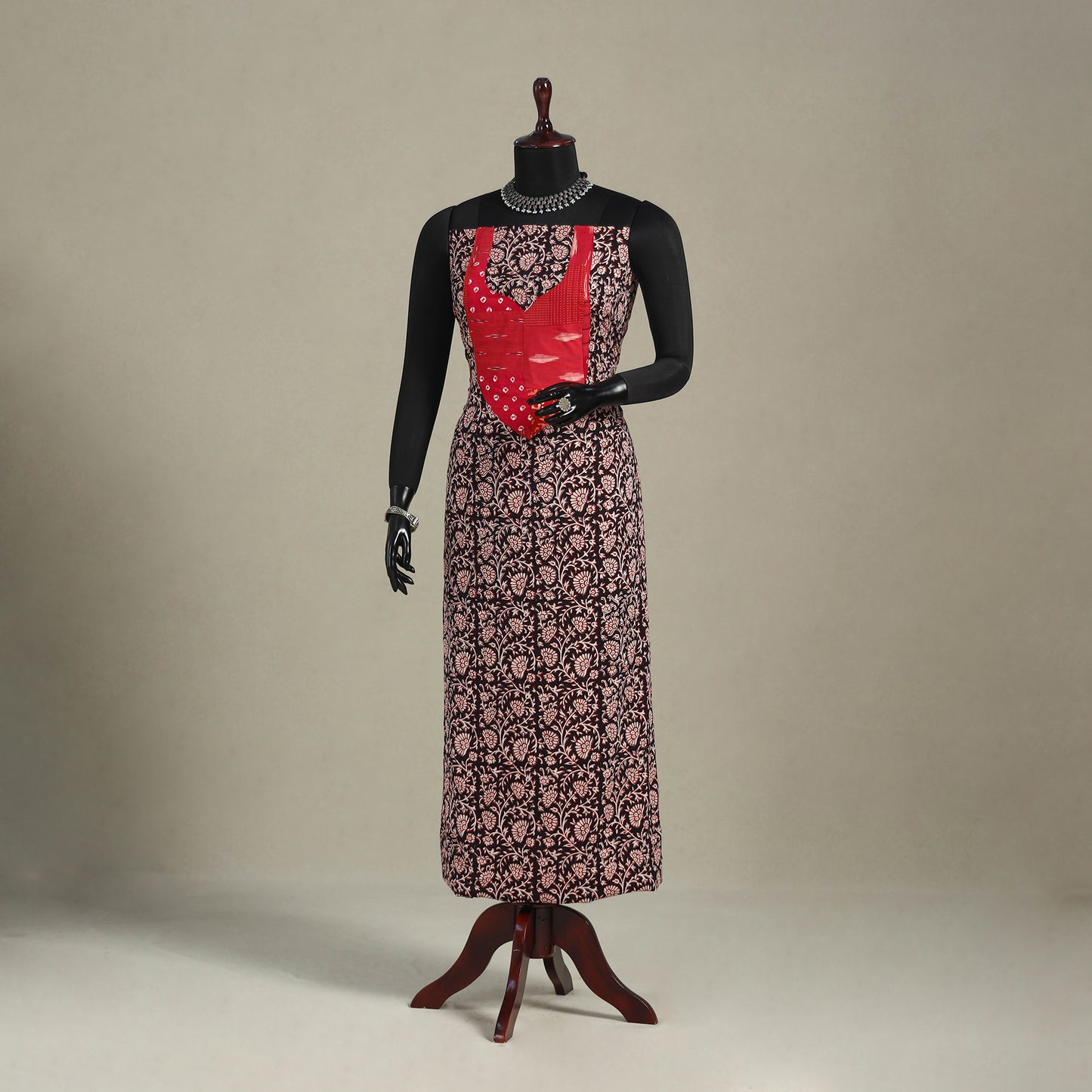 Black - bagh patchwork cotton unstitched kurta material