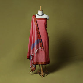 Dharwad Cotton 3pc Unstitched Dress Material Suit Set with Woven Zari Border 32