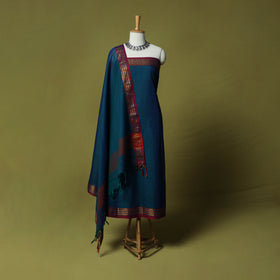 Dharwad Cotton 3pc Unstitched Dress Material Suit Set with Woven Zari Border 33