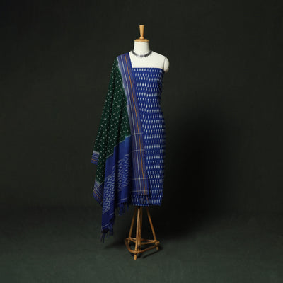 Pochampally Ikat Cotton 3pc Unstitched Dress Material Suit Set 17