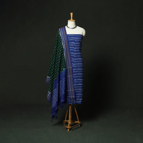 Pochampally Ikat Cotton 3pc Unstitched Dress Material Suit Set 17