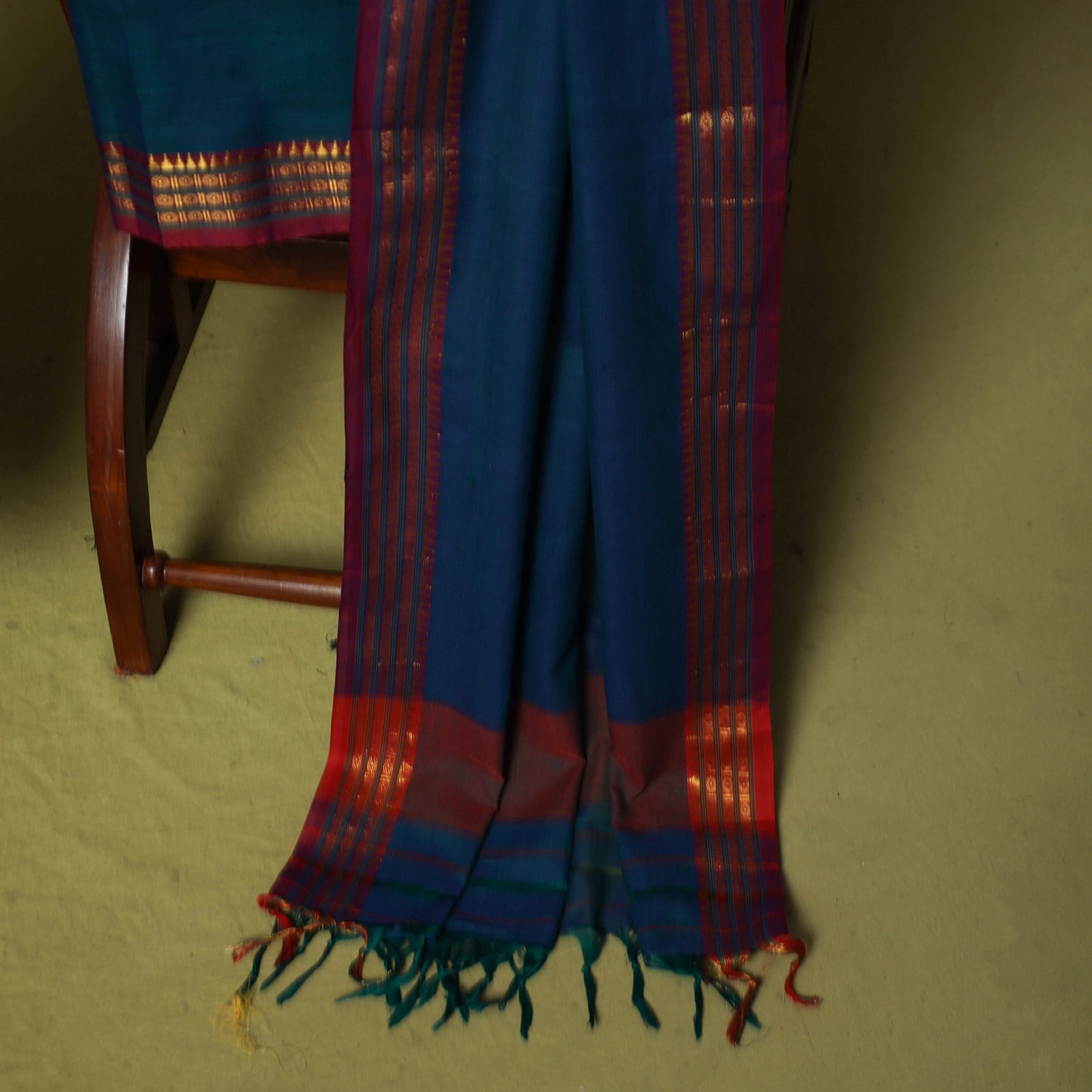 Dharwad Cotton 3pc Unstitched Dress Material Suit Set with Woven Zari Border 33