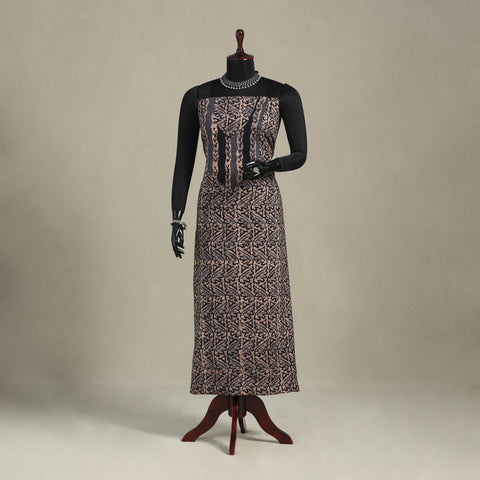 Brown - batik patchwork cotton unstitched kurta material