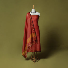 Dharwad Cotton 3pc Unstitched Dress Material Suit Set with Woven Zari Border 34