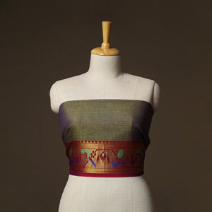 Green - Dharwad Weave Cotton Blouse Piece 05