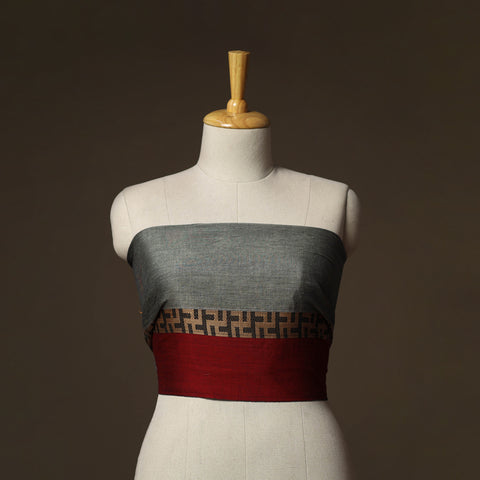 Grey - Dharwad Weave Cotton Blouse Piece 12