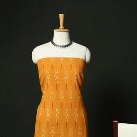 Yellow - Pochampally Ikat Cotton 3pc Unstitched Dress Material Suit Set 21