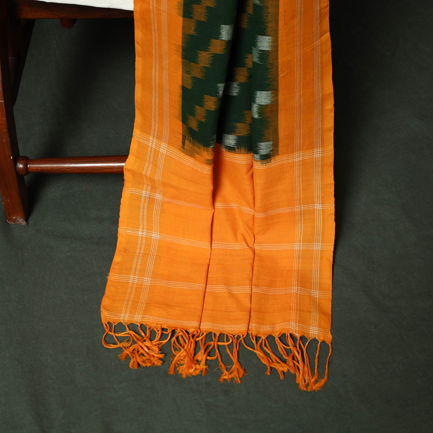 Yellow - Pochampally Ikat Cotton 3pc Unstitched Dress Material Suit Set 21