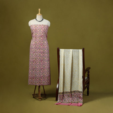 Merino Wool Block Print Sanganeri 3pc Unstitched Dress Material 05