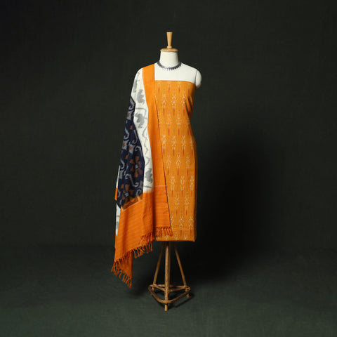 Pochampally Ikat Cotton 3pc Unstitched Dress Material Suit Set 22