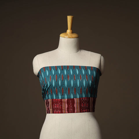 Blue - Bagru Hand Block Print Natural Dyed Cotton Blouse Piece 42