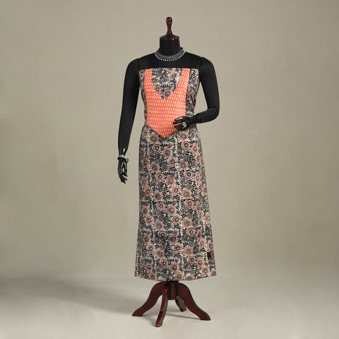 Brown - batik patchwork cotton unstitched kurta material