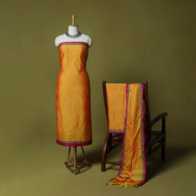Dharwad Cotton 3pc Unstitched Dress Material Suit Set with Woven Border 43