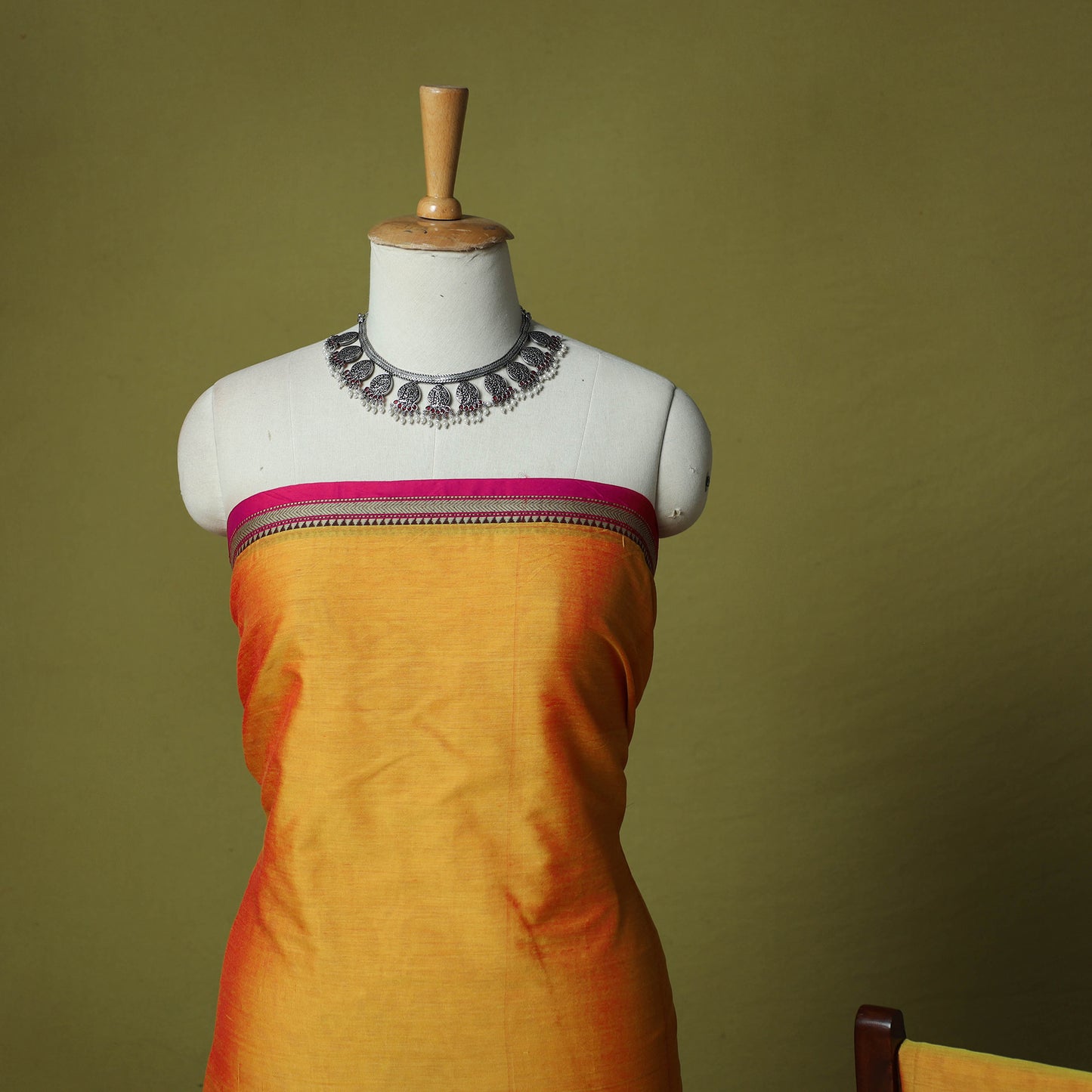 Dharwad Cotton 3pc Unstitched Dress Material Suit Set with Woven Border 43