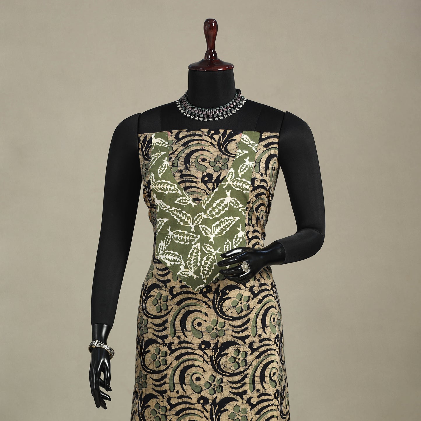 Brown - batik patchwork cotton unstitched kurta material