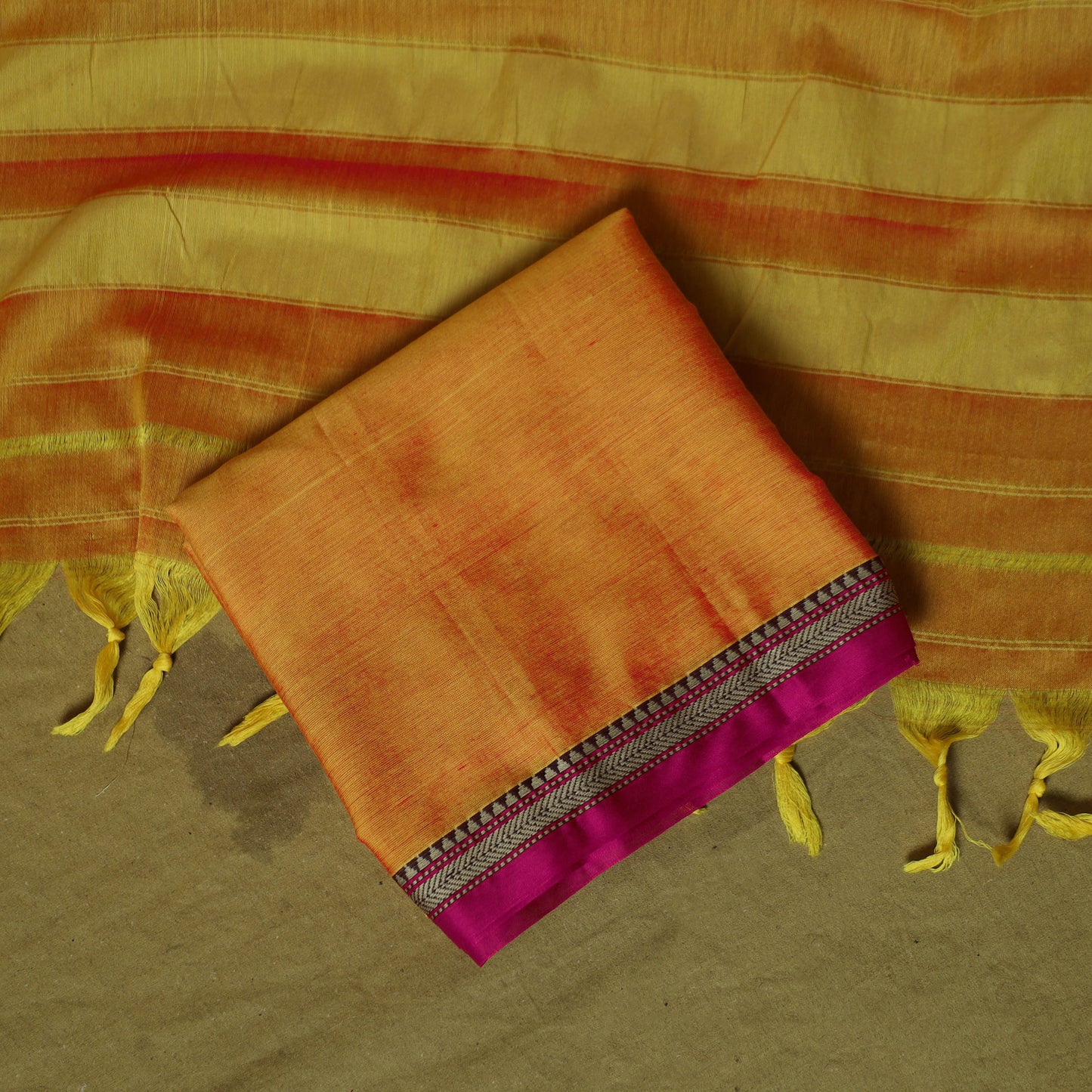 Dharwad Cotton 3pc Unstitched Dress Material Suit Set with Woven Border 43