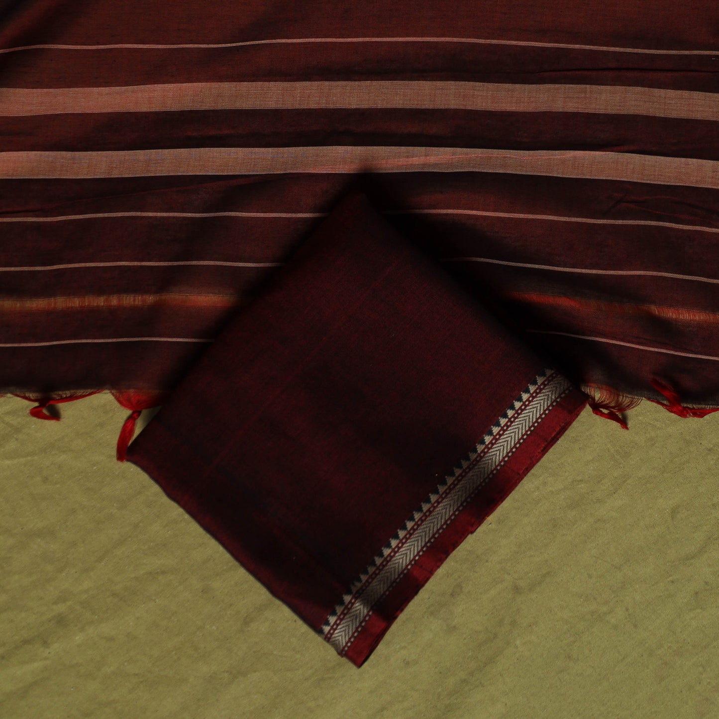Dharwad Cotton 3pc Unstitched Dress Material Suit Set with Woven Border 44