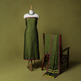 Dharwad Cotton 3pc Unstitched Dress Material Suit Set with Woven Border 45