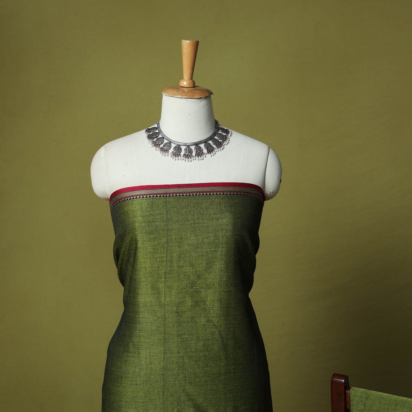 Dharwad Cotton 3pc Unstitched Dress Material Suit Set with Woven Border 45
