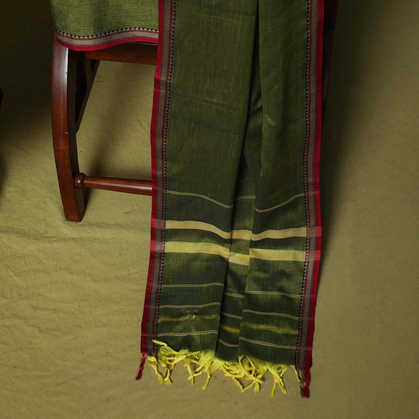 Dharwad Cotton 3pc Unstitched Dress Material Suit Set with Woven Border 45