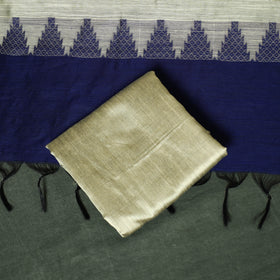 Blue - Mangalagiri Silk Cotton Thread Work 3pc Unstitched Dress Material Suit Set 28