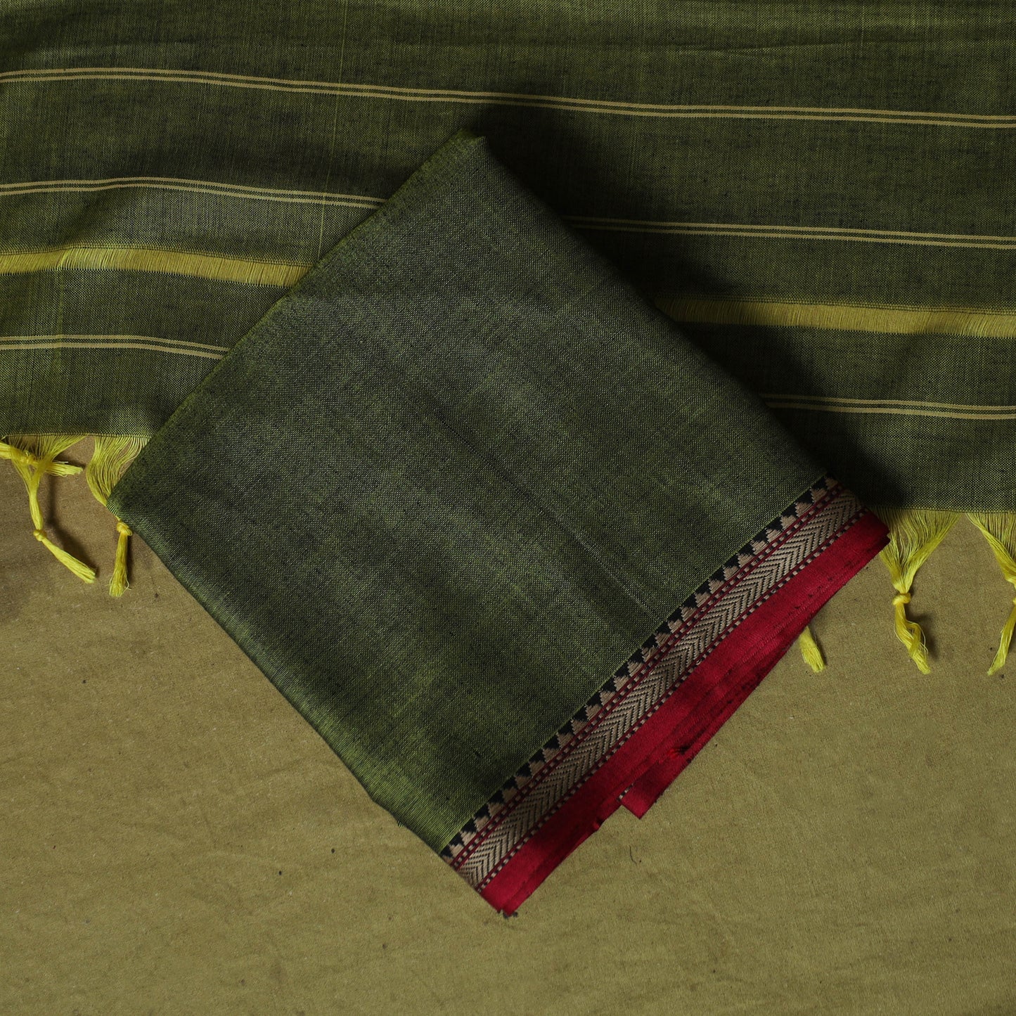 Dharwad Cotton 3pc Unstitched Dress Material Suit Set with Woven Border 45