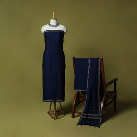 Dharwad Cotton 3pc Unstitched Dress Material Suit Set with Woven Border 46
