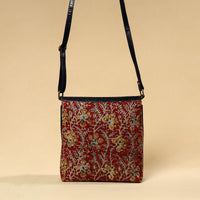 Ajrakh Block Print Sling Bag with Embossed Leather Flap 11